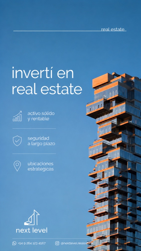 La misma inmobiliaria con su kit: sus colores, su tipografía y sus datos reales